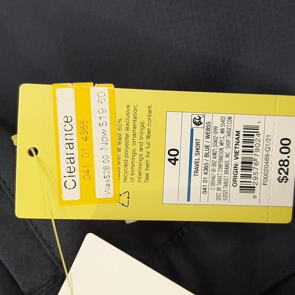 All in Motion Blue travel shorts size 40 - Picture 7 of 8